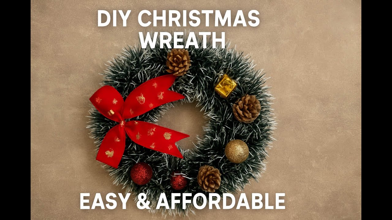 Easy Handmade Christmas Wreath 🎁#diy #craft 