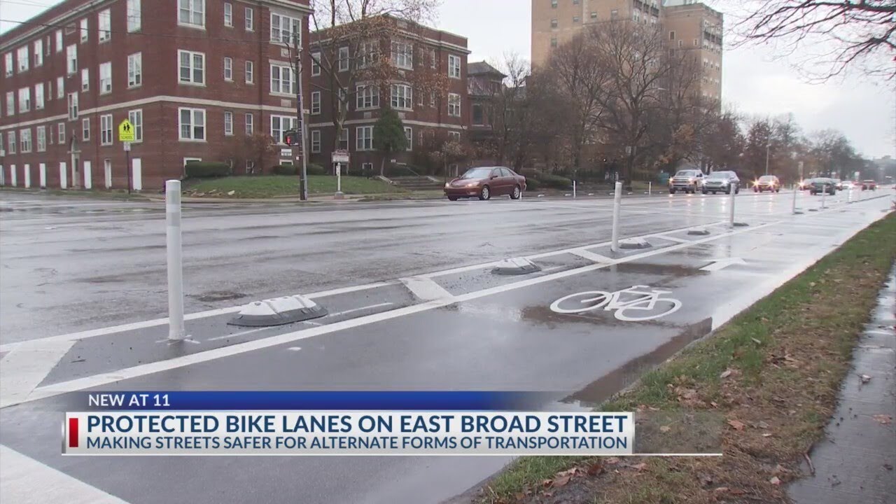 Protected bike lanes installed on busy Columbus roadway