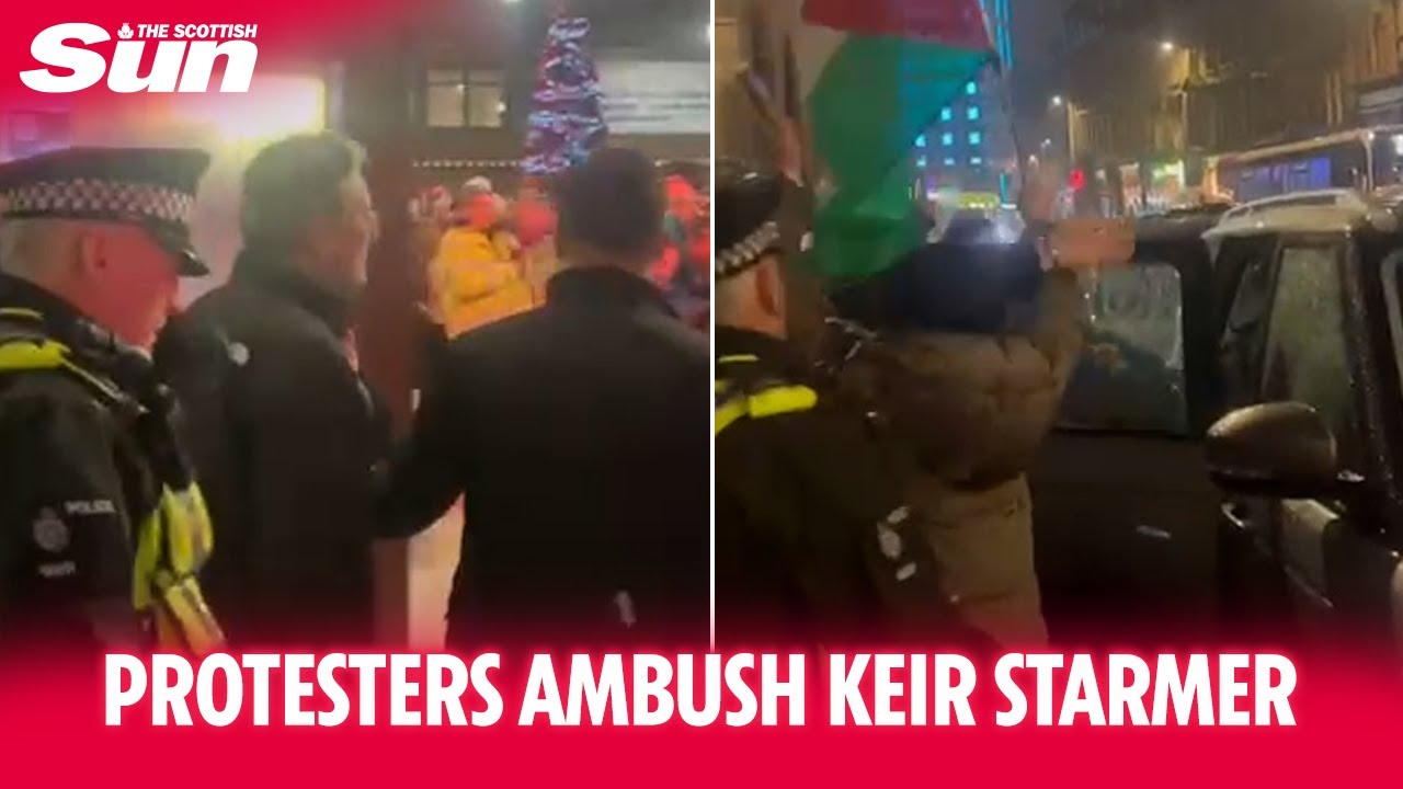 Keir Starmer heckled and jostled by pro Palestine supporters at Glasgow Central