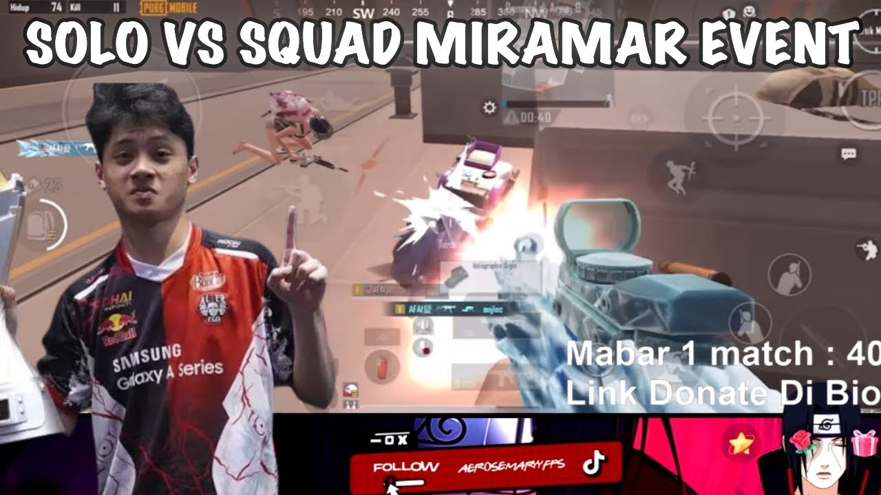 AE ROSEMARY GAMEPLAY SOLO VS SQUAD MIRAMAR !! MUSUH ABANG ABANG YANG AIMNYA KERAS - PUBG MOBILE PRO