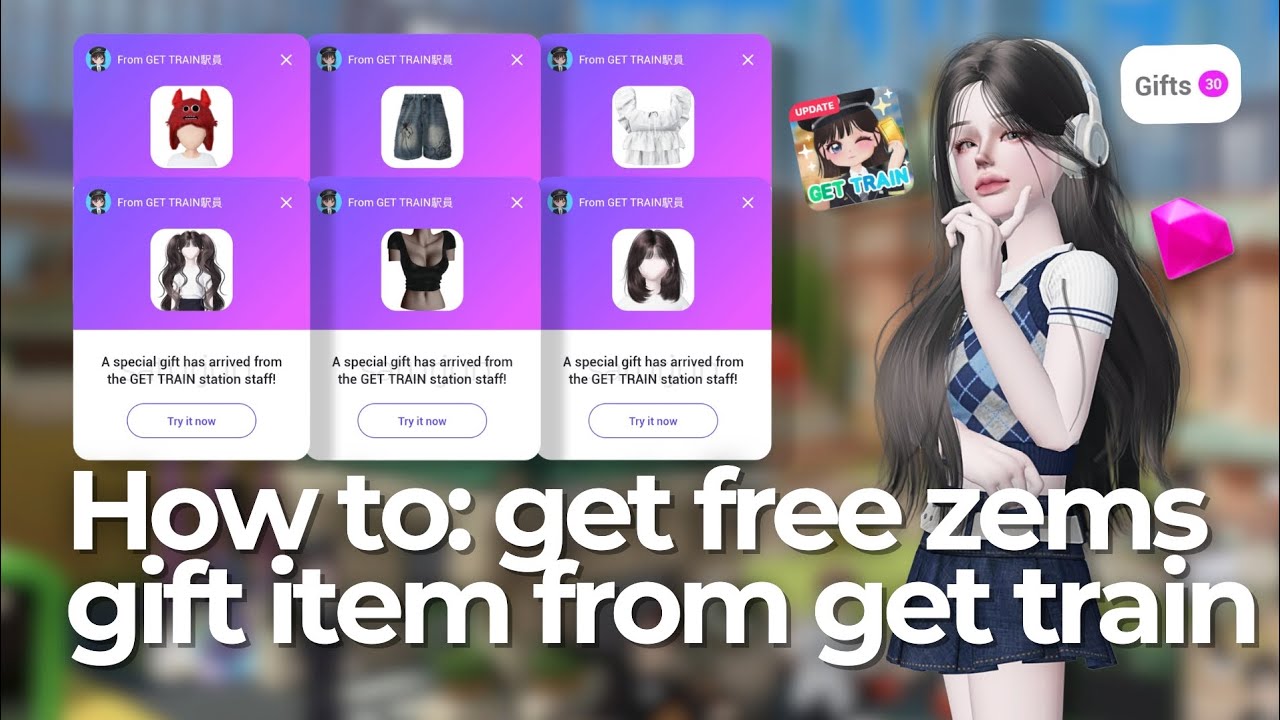 HOW TO: GET FREE ZEMS GIFT ITEM EVERY DAY FROM GET TRAIN ZEPETO
