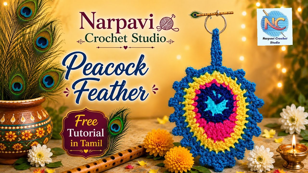 Peacock🦚Feather Free Tutorial Part 2 #crochet #tutorial #handmade #crochetpatterns #thaipusam #diy