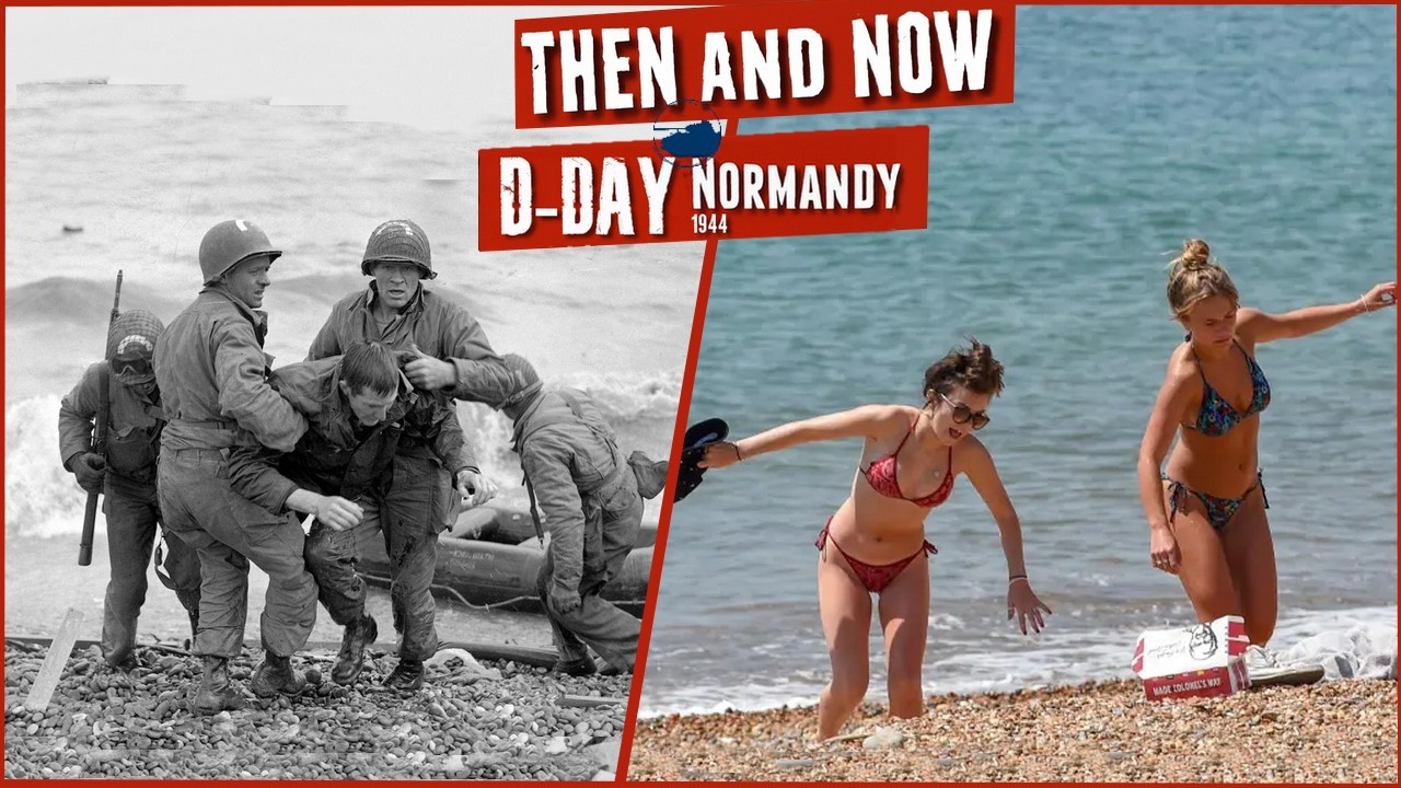 Ultimate Then and Now - D-Day Normandy No pictures - real film. Part 1