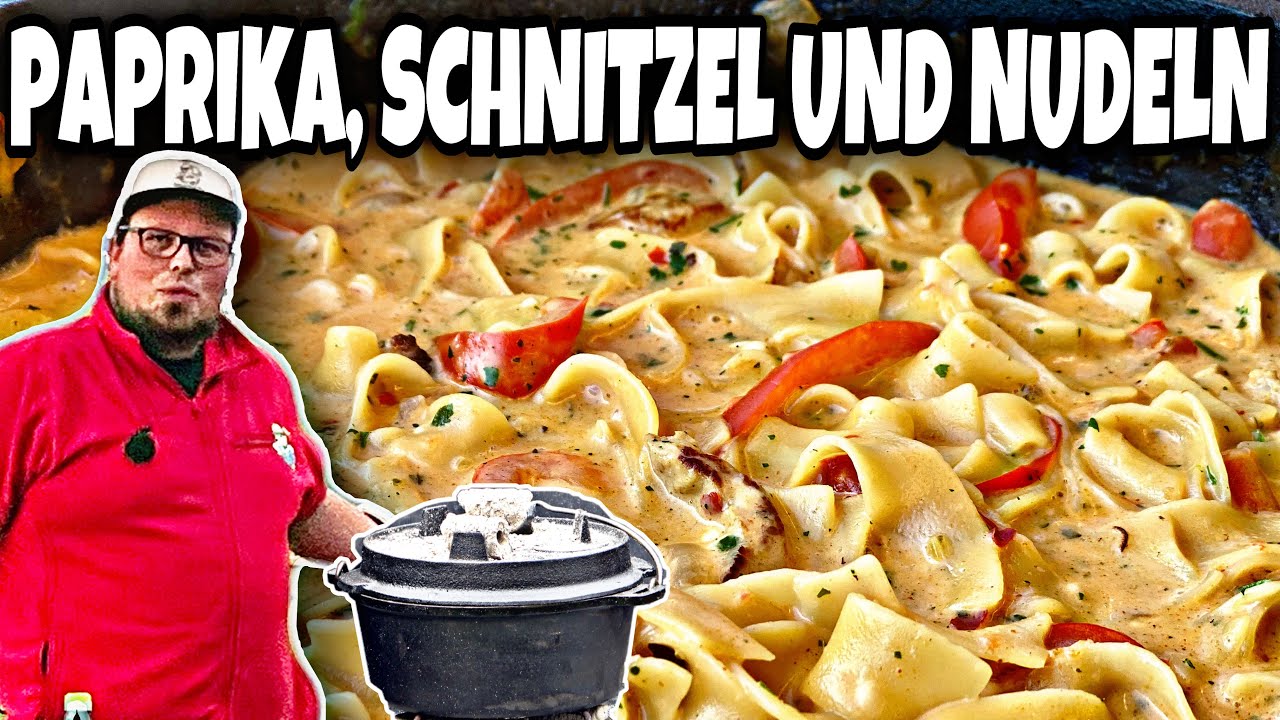 Paprika Schnitzeltopf mit Nudeln aus dem Dutch Oven