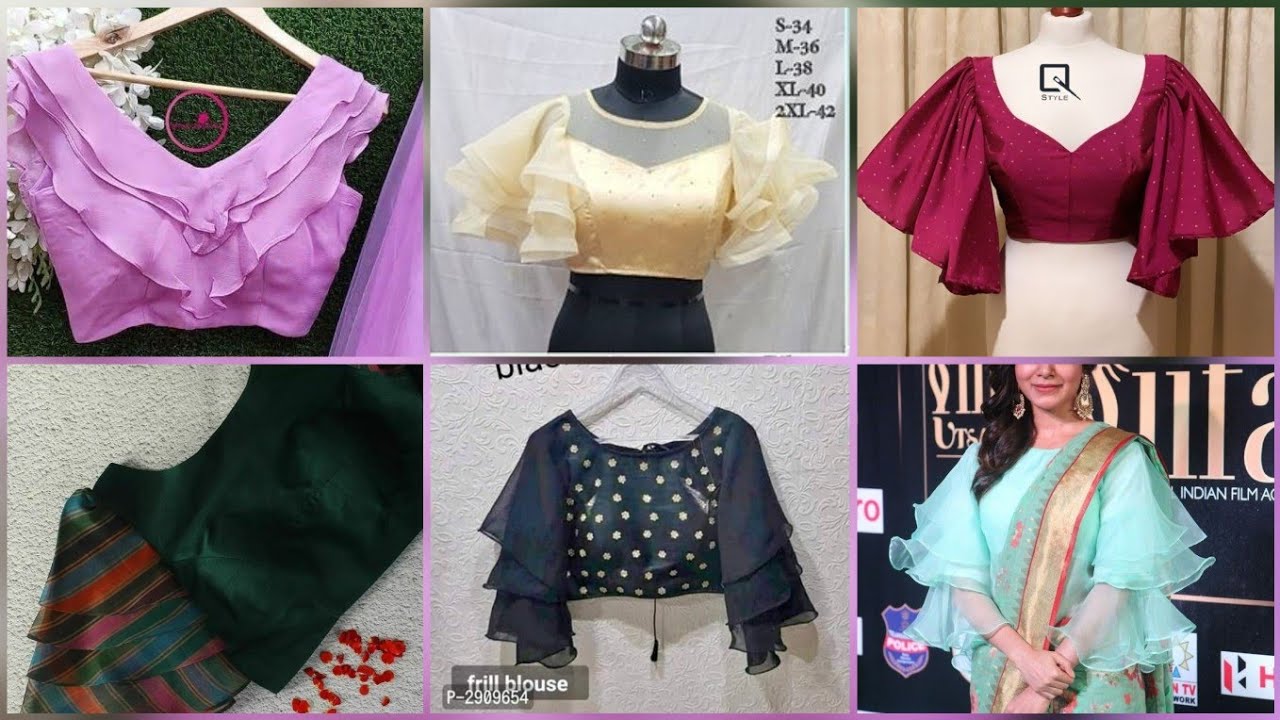 Latest Frill Blouse Neck And Sleeves Design/Ruffle Blouse Latest Design