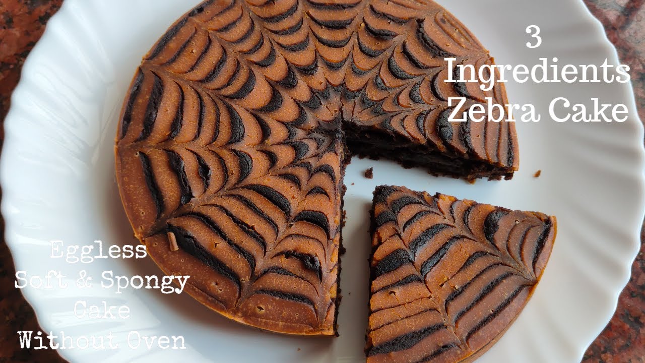 3 Ingredients Zebra Cake | Eggless Zebra Cake without Oven |Soft & Spongy Cake | Amithi's Food Craft