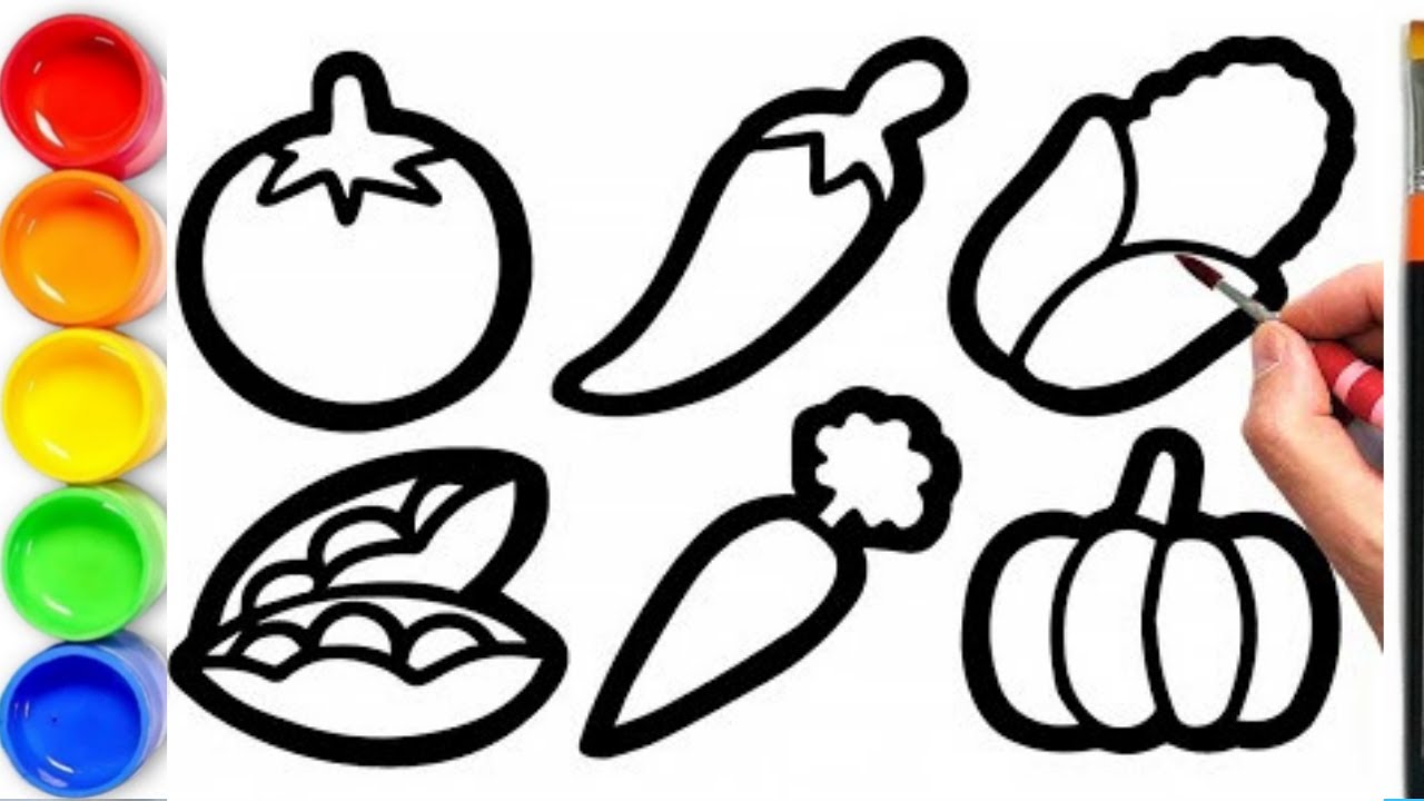 Coloring 6 vegetables | Painting for toddlers and drawing for kids | Learn 6  vegetables