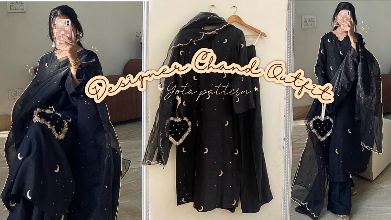 Chand Outfit 🌙 ✨ pattern  with Goti 🖤 Designer Desi fit