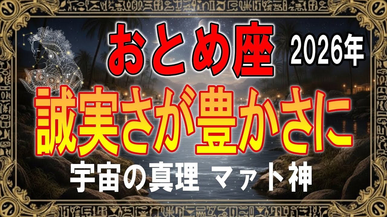 【乙女座】2026年、女神マアトが告げる真理の覚醒｜誠実さが黄金の秩序を呼ぶ
