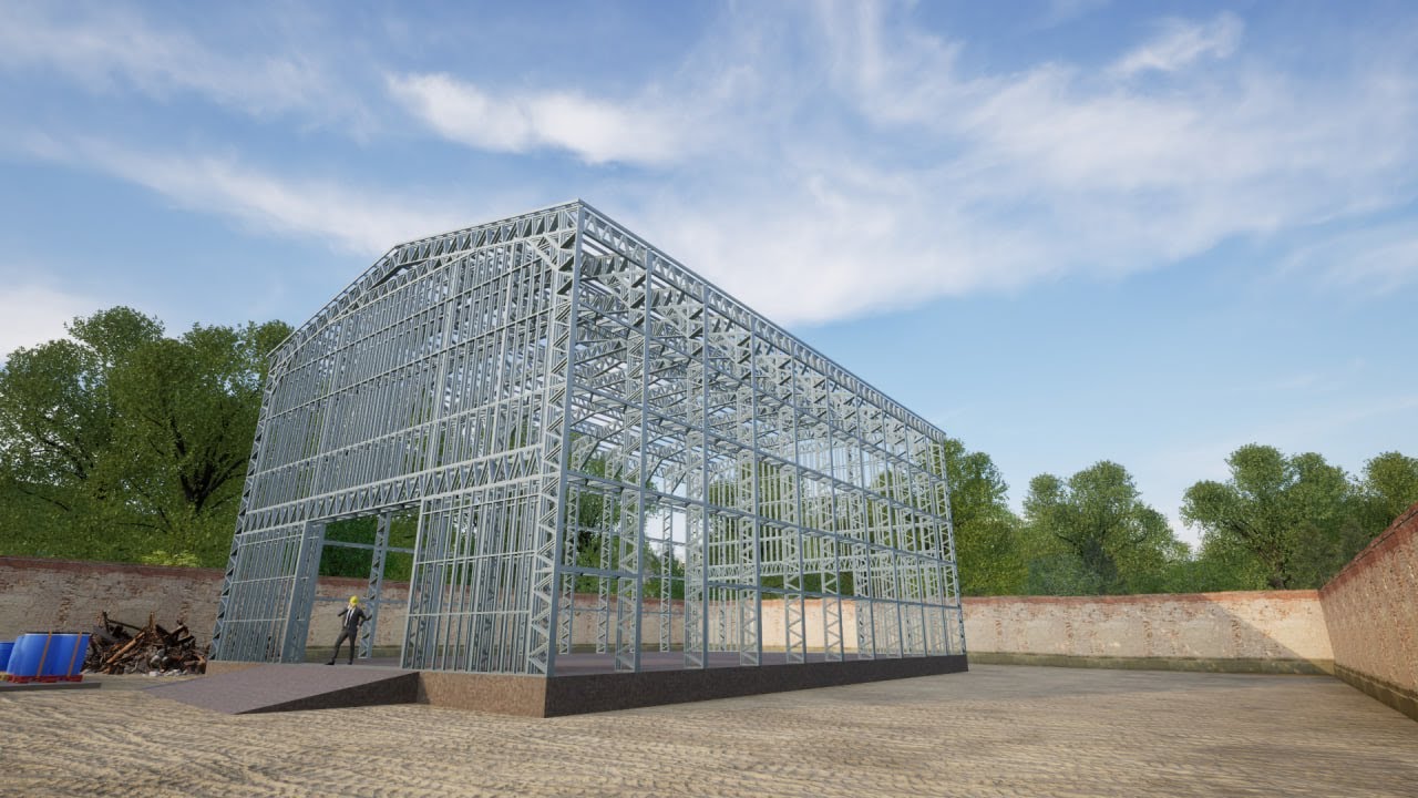 Warehouse with 15 m span and 10m height