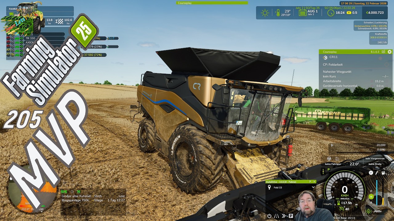 LS 25 MVP 4 Fach # 205 Ich bin nun im Vorgewende und ernte Triticale.