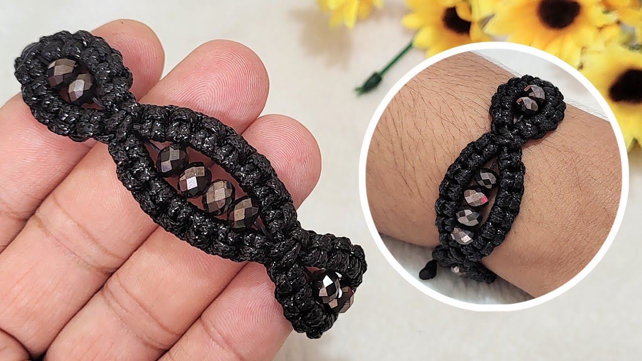 PULSEIRA DE MACRAMÊ COM CRISTAIS COM NÓ FESTONÊ | @CiceroAlencar