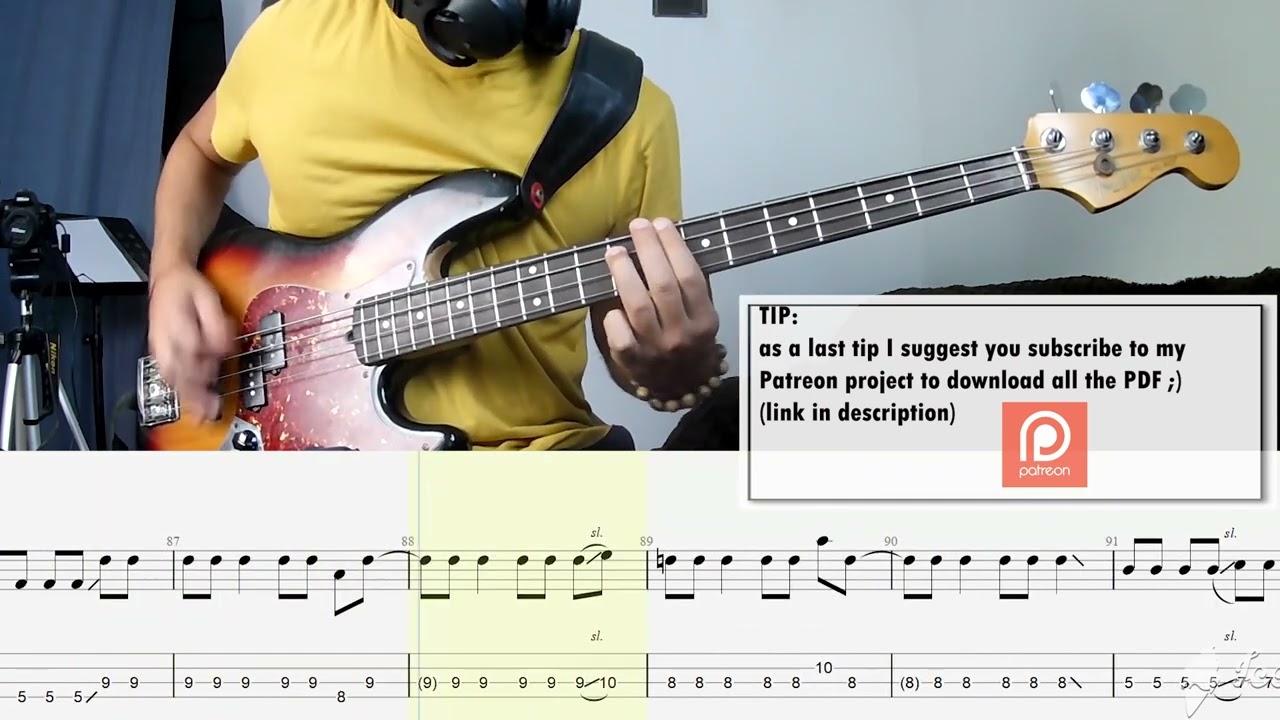 Foo Fighters - The Pretender BASS COVER + PLAY ALONG TAB + SCORE PDF