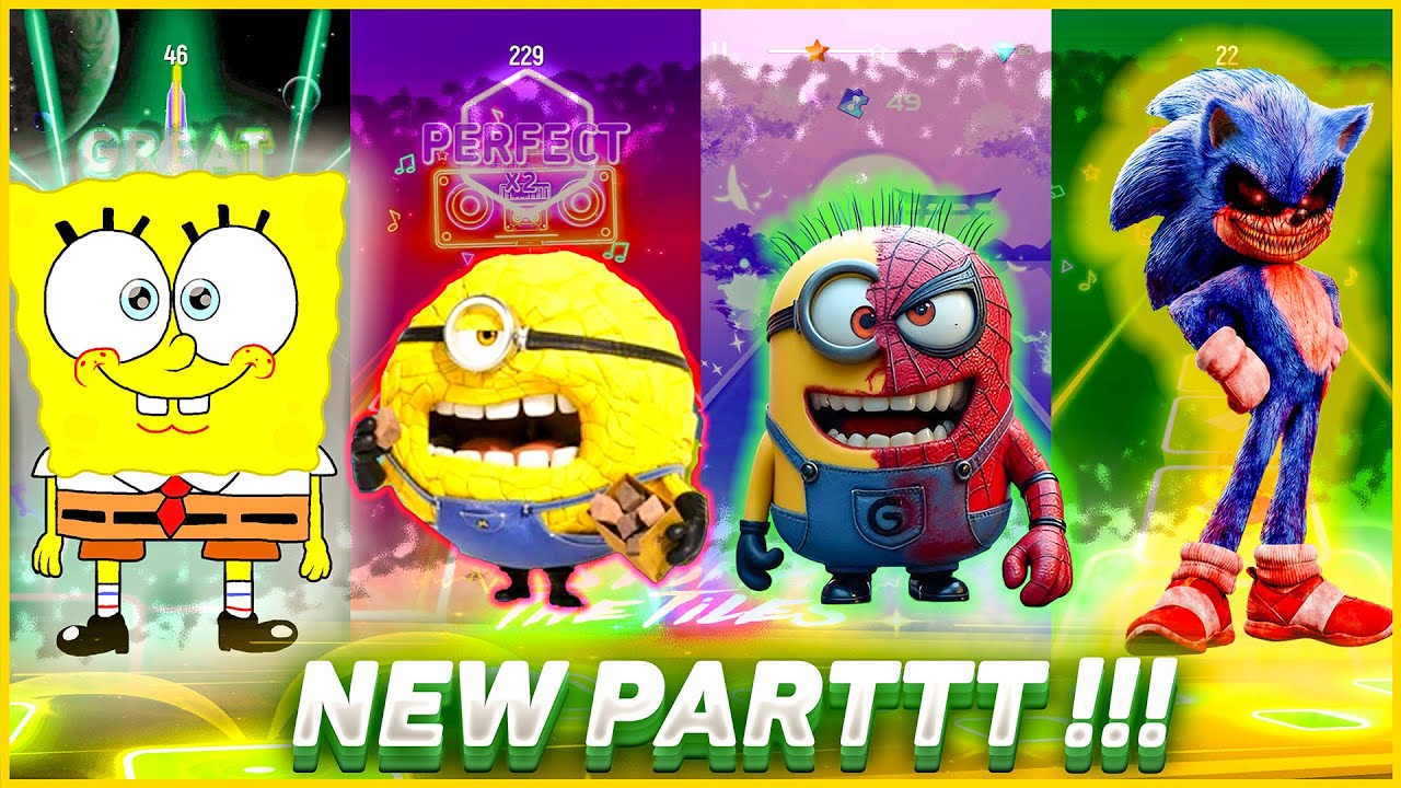 TILES HOP🎶 -  The SpongeBob 🆚 Big Minion 🆚 MinionSpiderman 🆚 SonicEXE 🎶