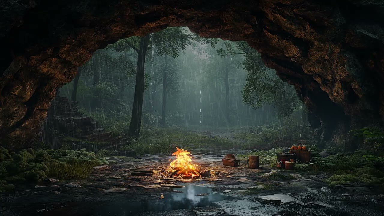 Rain Dripping Through Stone in a Hidden Cave | Long Nature Ambience for Calm Nights and Rest