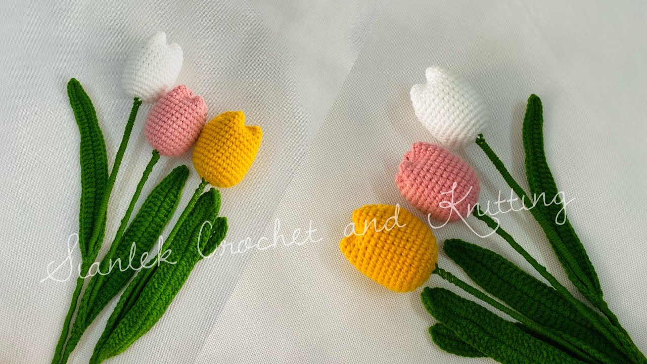 Tulip_Crochet_Subtitle       🌷Tulipပန်းချည်ထိုးနည်း#Amigurumi_Tulip_Crochet#Amigurumi#Subtitle
