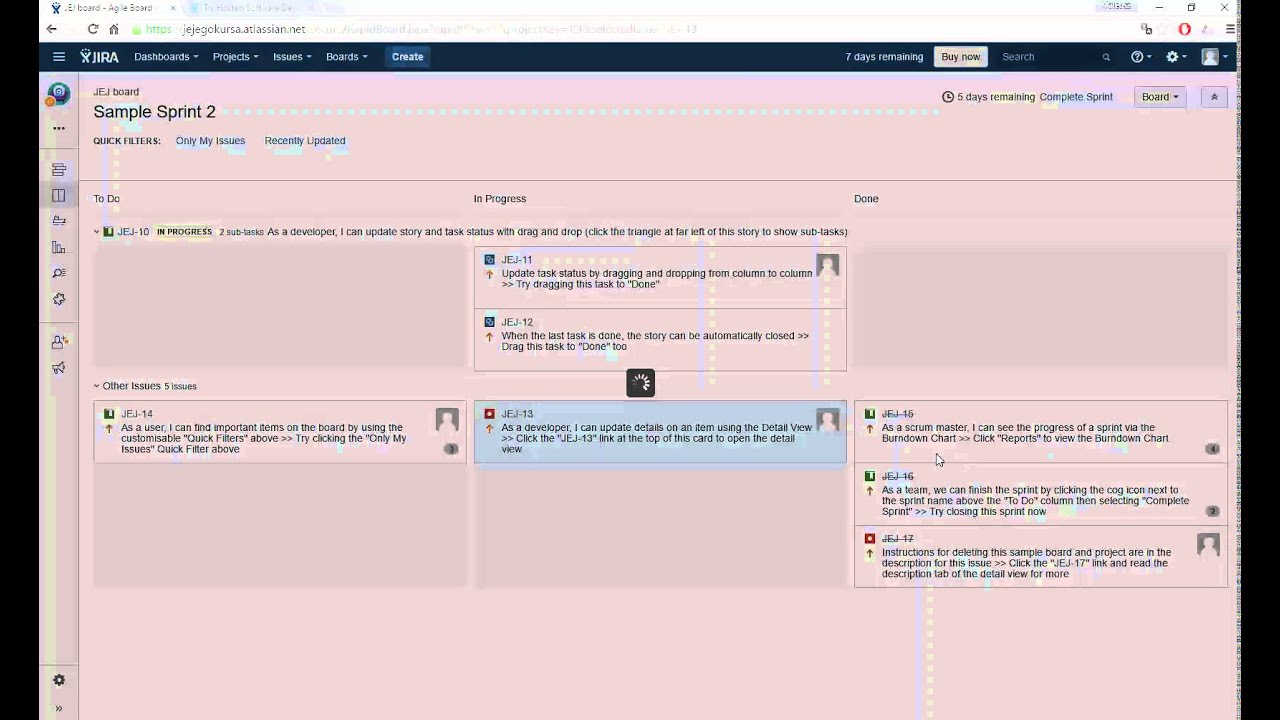JIRA kurs dla początkujących, scrum board i tworzenie zadań