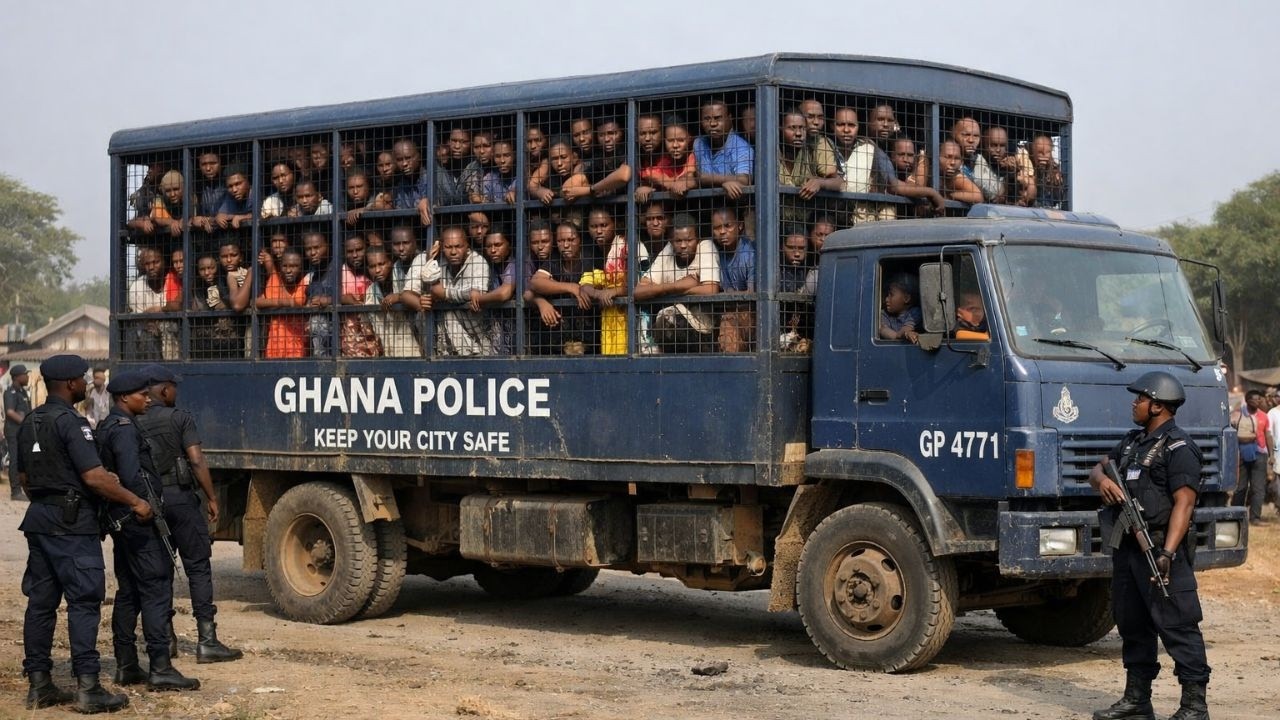 BREAK: 93 nigerians ARRESTED for internet fraud in Ghana today