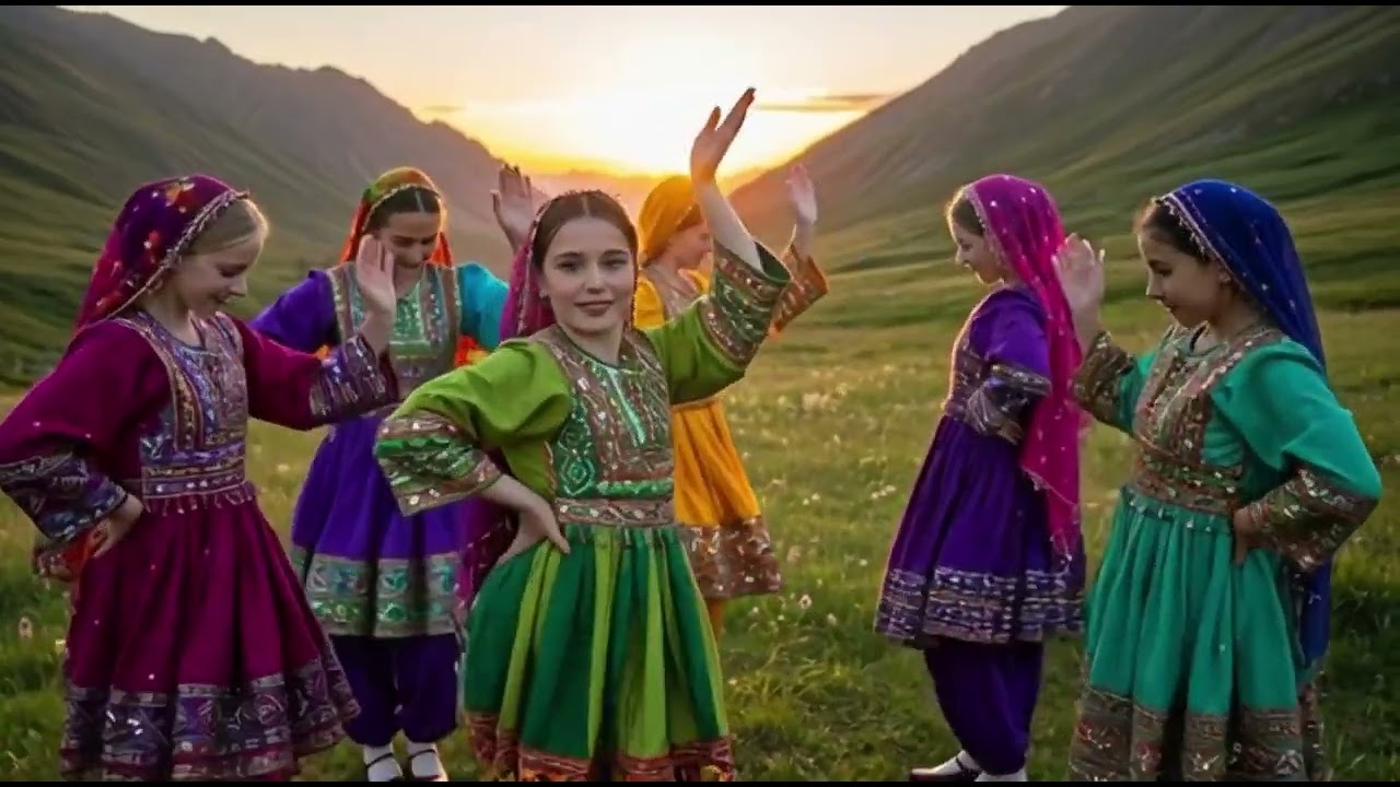 USA Girls Perform Pashto Dance  Sunset Moves in a Mountain Valley