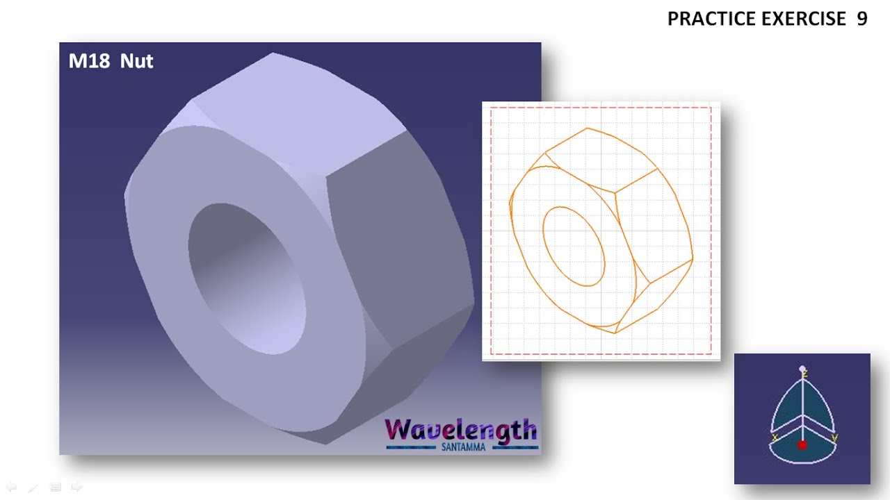 Threaded M18 Nut Design using Catia | Catia V5 Design Exercise | Practice Exercise 09