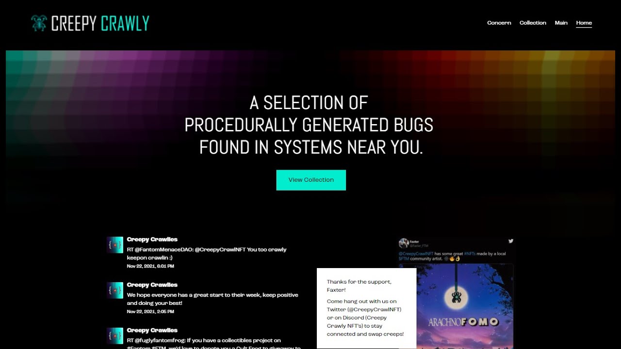 Creepy Crawlies NFT - A Selection of Procedurally Generated Bugs Found in Systems Near You