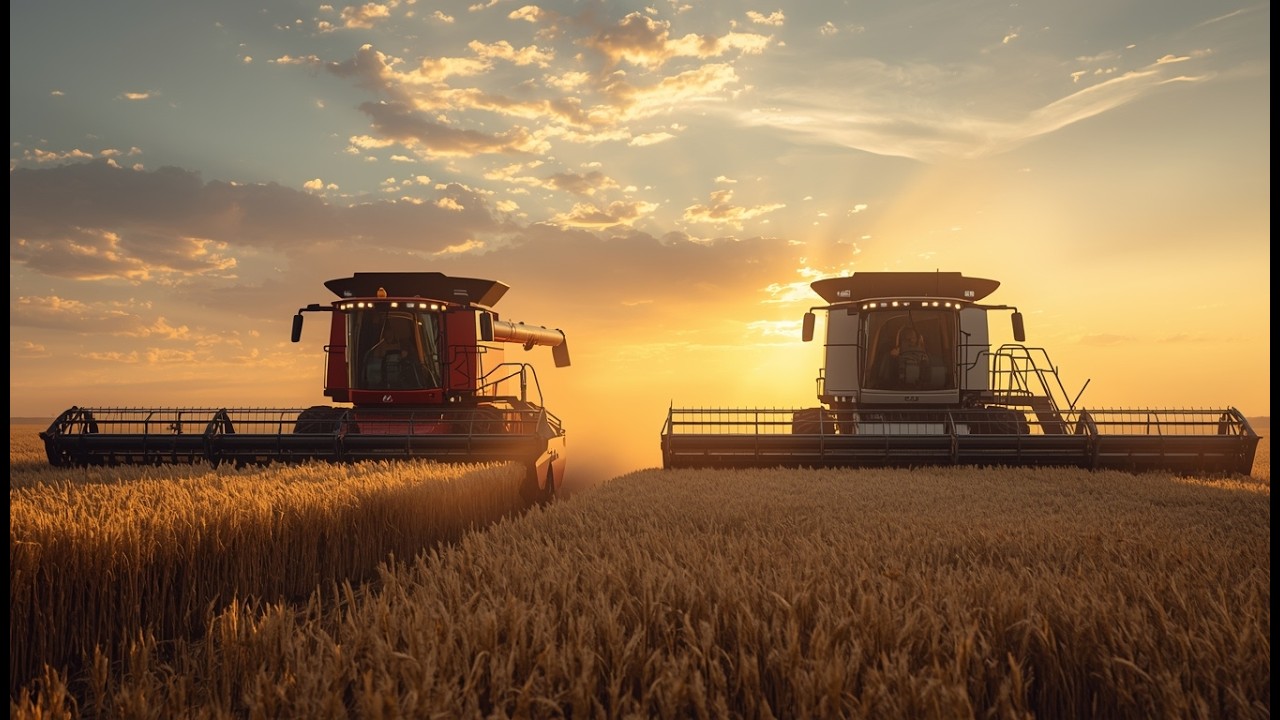Case IH vs Gleaner – Wheat Harvesting Battle in Massive Fields