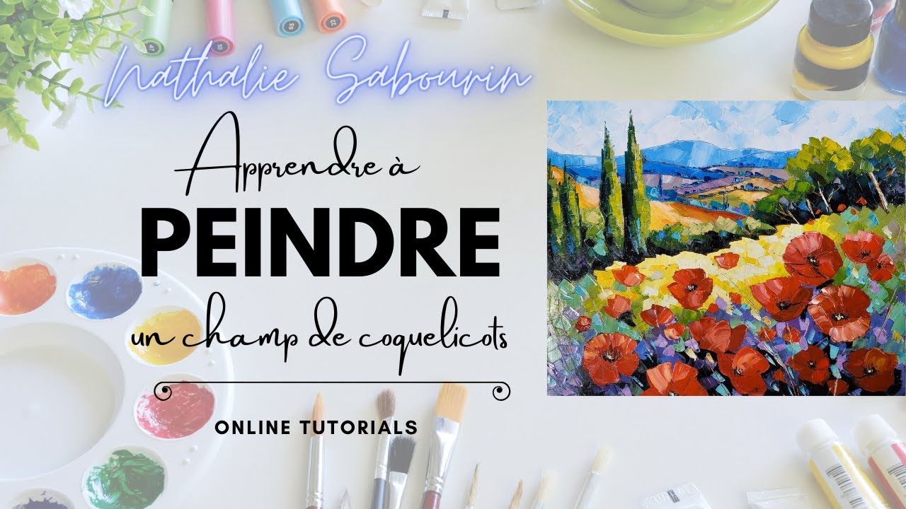 Peindre un champ de coquelicots à l'huile au couteau - Apprendre à peindre