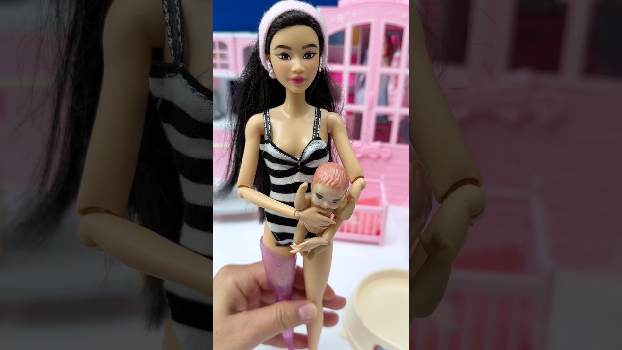 Satisfying With Unboxing Doll Bath Set Toys, ASMR Video #shorts