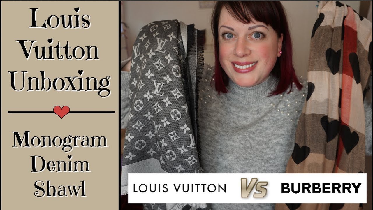 Louis Vuitton Monogram Denim Shawl Unboxing | Burberry Heart Shawl Comparison