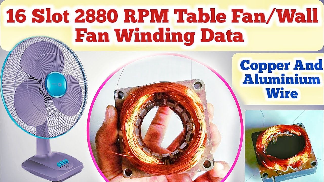 16 Slot 2880 RPM High Speed Table fan Winding|16 Slot Table fan Winding Data| Table Fan winding Data