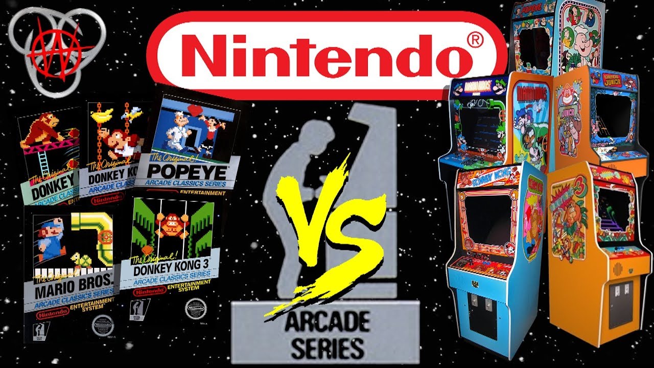 Серия игровых автоматов Nintendo NES против оригинальных игровых автоматов — Donkey Kong 1, Jr. и...