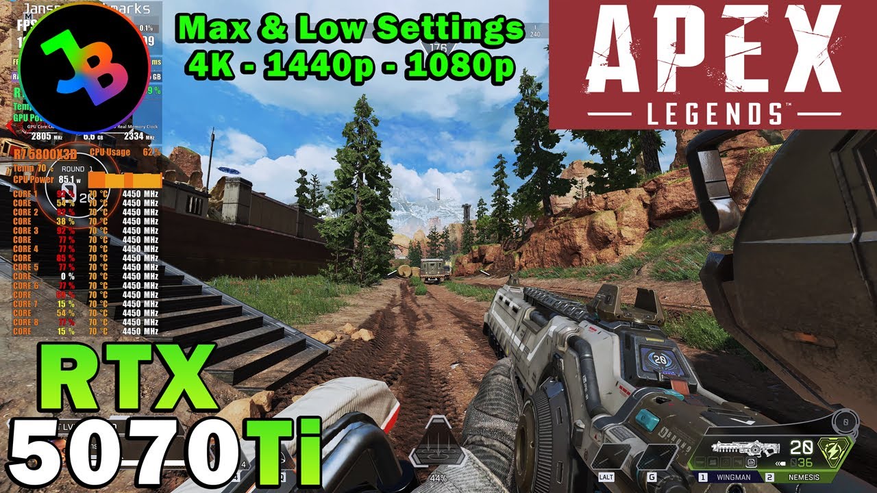 Apex Legends | RTX 5070 Ti | Ryzen 7 5800X3D | 4K - 1440p - 1080p | Max & Low Settings