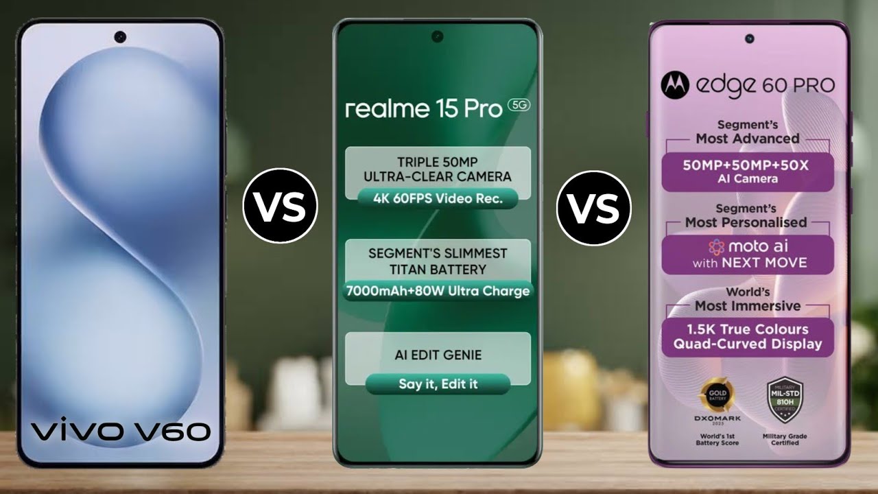 Vivo V60 Vs Realme 15 Pro Vs Moto Edge 60 Pro