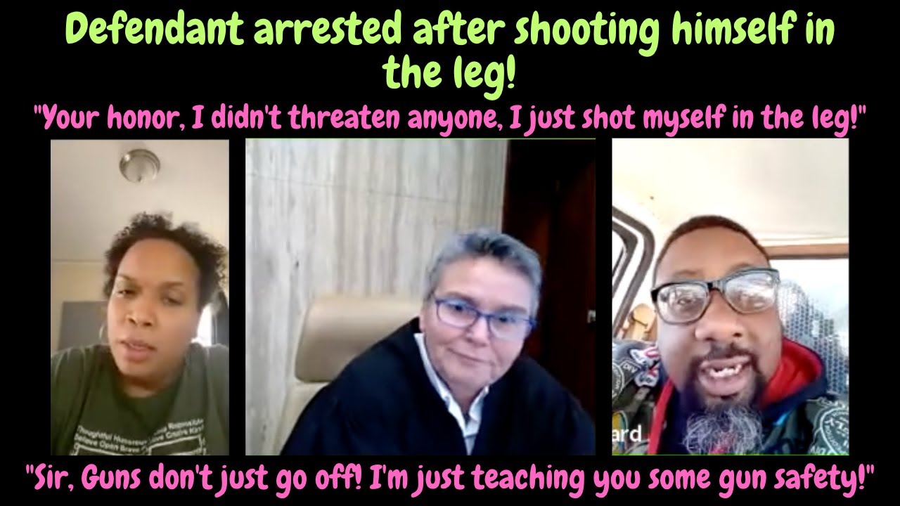 Defendant arrested after shooting himself in the leg! #trending #zoom #court #judge