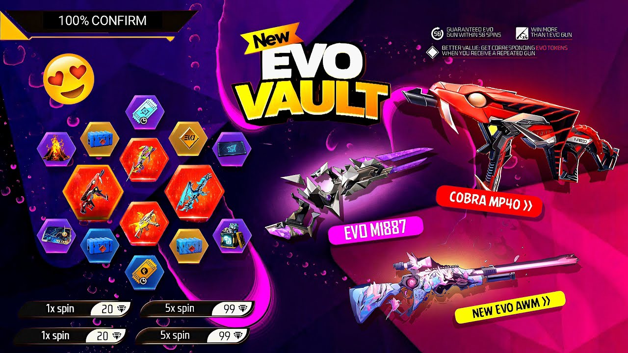 Next Evo Vault Event Free Fire 🥳🤯, M1887 Return|free fire new event|ff new event|new event free fire