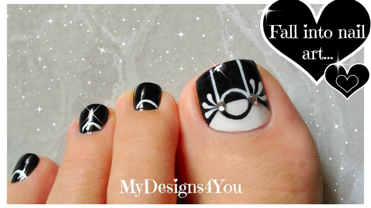 Black & White Toenail Art Design ♥ Дизайн Ногтей Педикюр