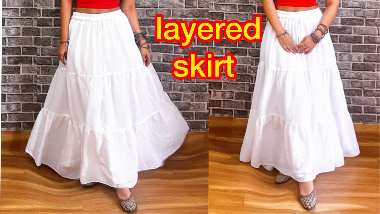 How to make 3 layered trendy long skirt /Lehenga ￼