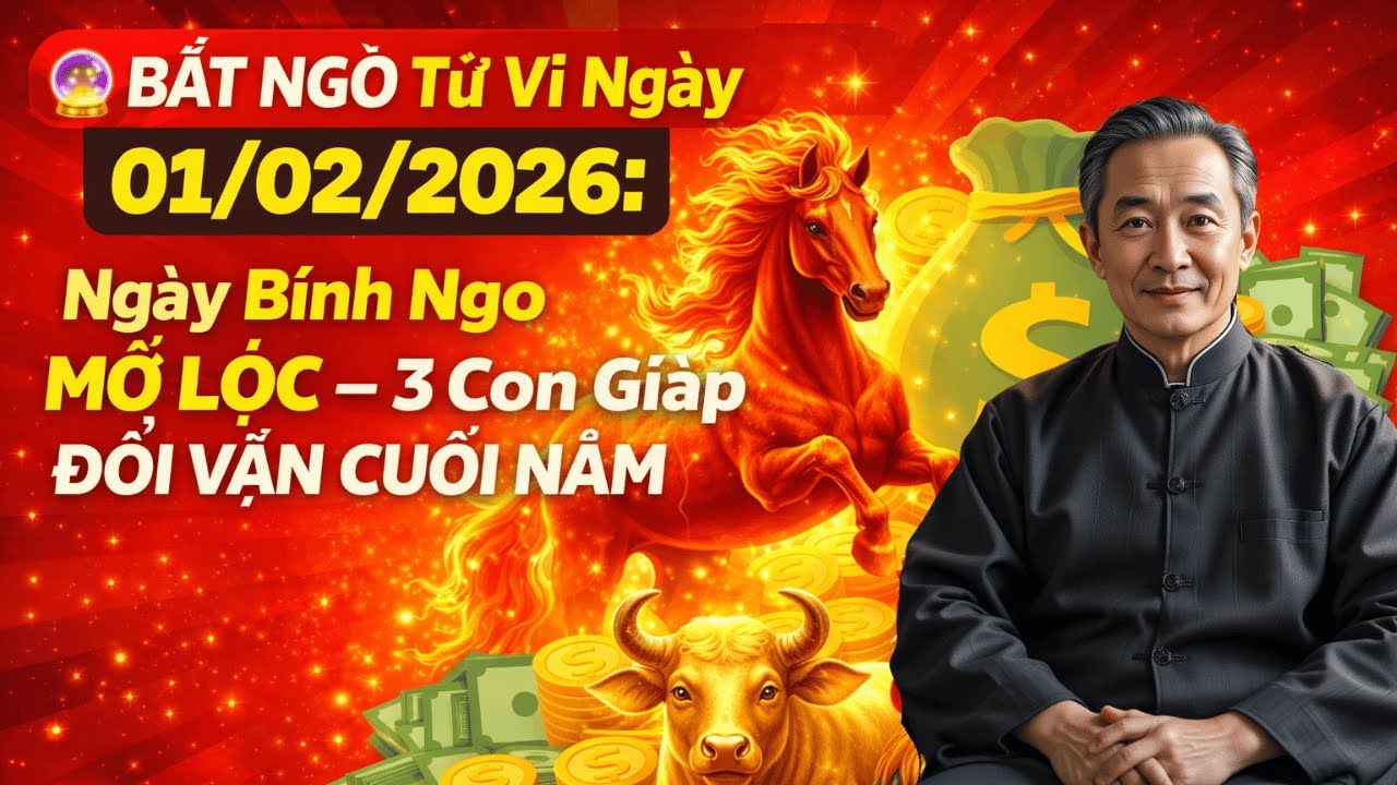 🔮 BẤT NGỜ Tử Vi Ngày 01/02/2026: Ngày Bính Ngọ MỞ LỘC – 3 Con Giáp ĐỔI VẬN CUỐI NĂM