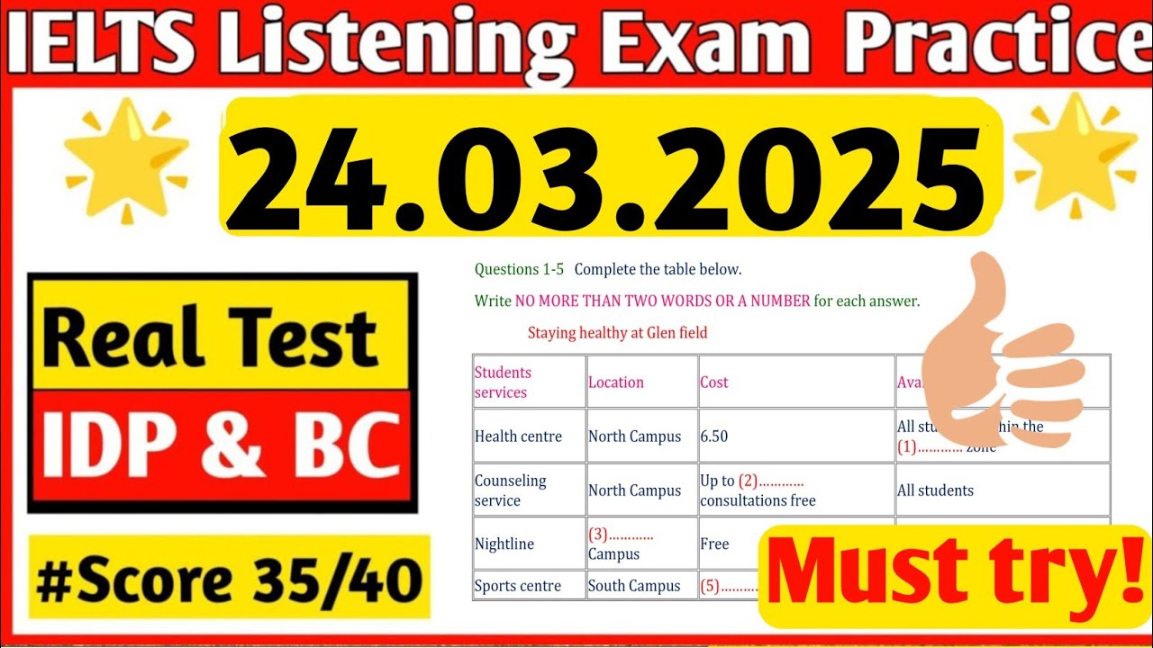 IELTS Listening Practice Test 24 March 2025 With Answers | IELTS Listening test practice