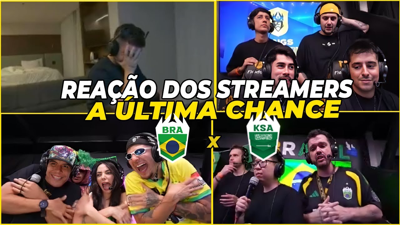 REAÇÃO DOS STREAMERS ÚLTIMA CHANCE! BRASIL x ARABIA SAUDITA - KINGS WORLD CUP ( GAULES, CORINGA.. )