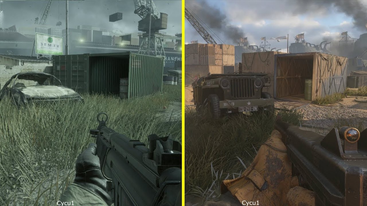 Call of Duty WWII vs Modern Warfare Remastered   Shipment Map Comparison