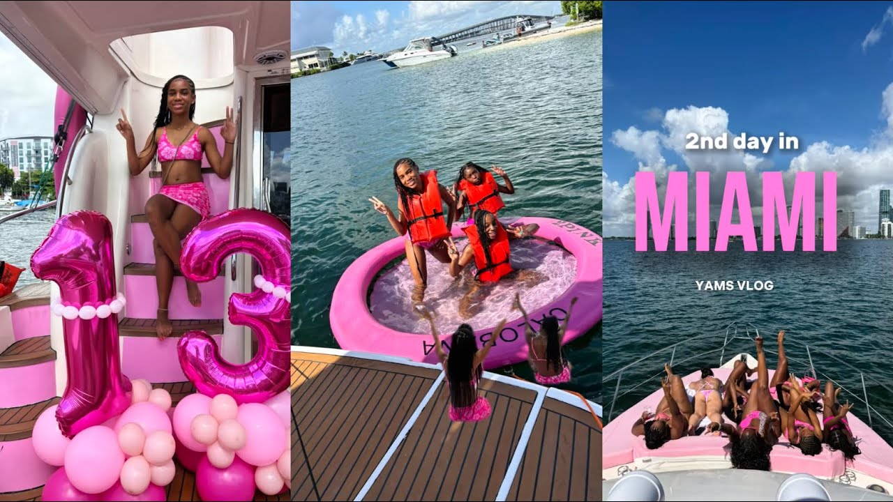 Epic Day 2 in Miami | Pink-Out Yacht Surprise for Hunter | Nikki Beach | Beach Vibes | Dinner |