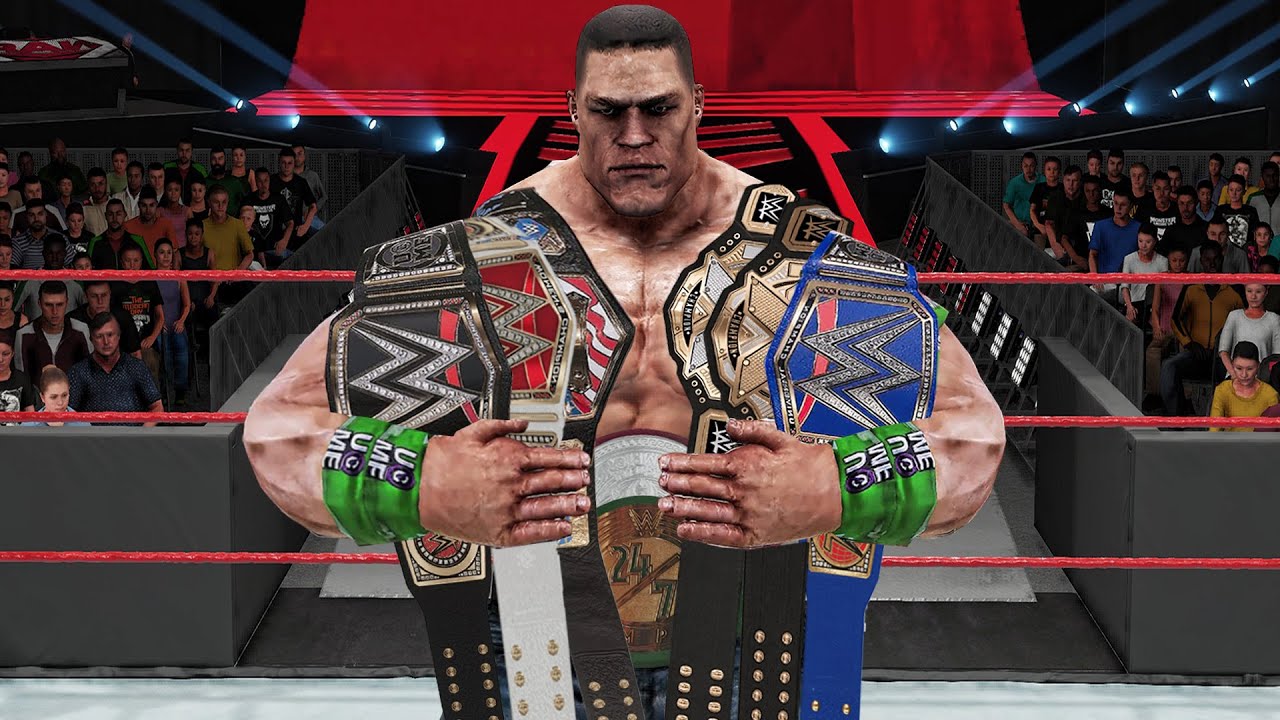 Giant John Cena Wins All Championships! #2 (WWE Games Mods)