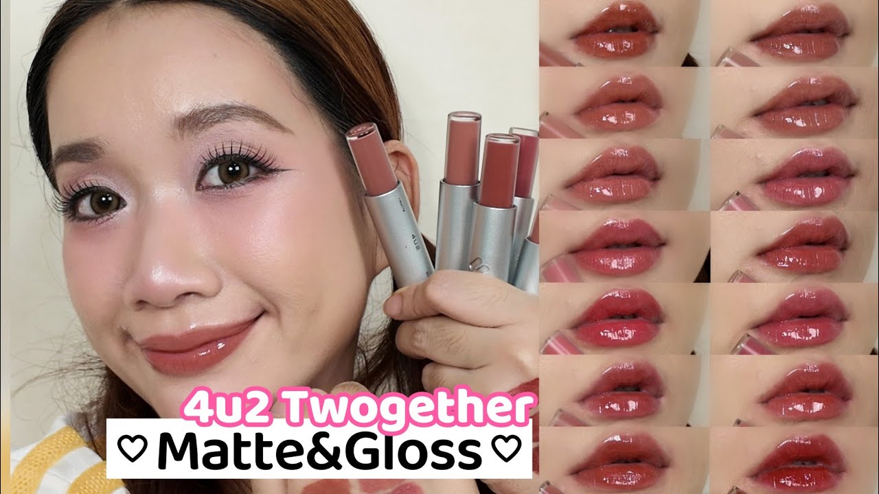 ทาทุกสี 4u2ลิปDuoรุ่นใหม่  Twogether Matte&Gloss- Unfull Ice