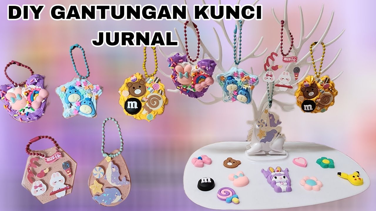 DIY GANTUNGAN KUNCI LUCU BUAT BUKU JURNAL - CARA MEMBUAT GANTUNGAN KUNCI LUCU #diy #keychain #art