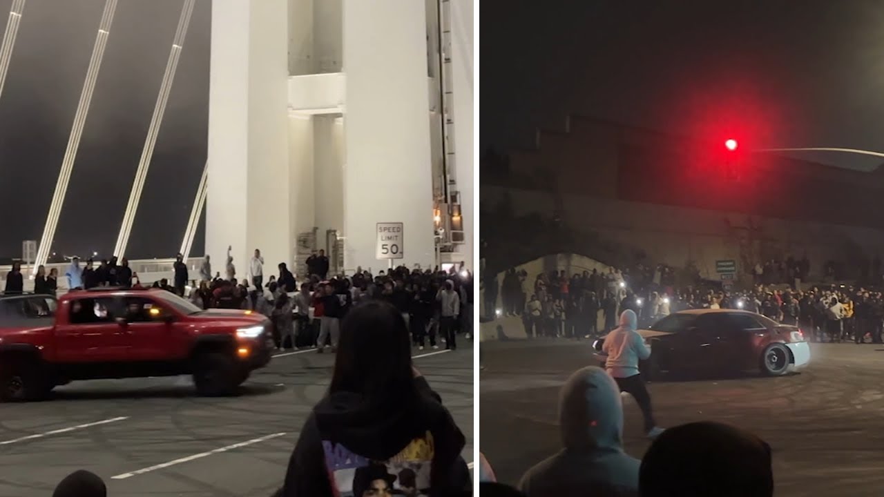 Driver injures spectators in Oakland sideshow while another illegal show blocks Bay Bridge