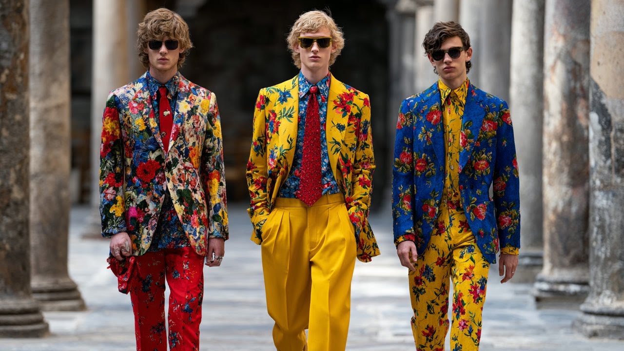 Вдохновение для мужской коллекции Gucci весна/лето 2026 | Ретро-силуэты, смелые цвета, итальянски...