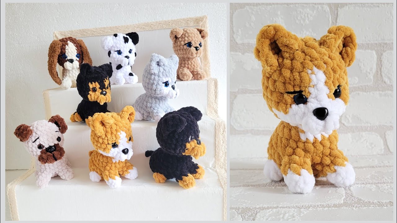 Корги вязаная из плюшевой пряжи крючком/crochet dog✨gehäkelter dog