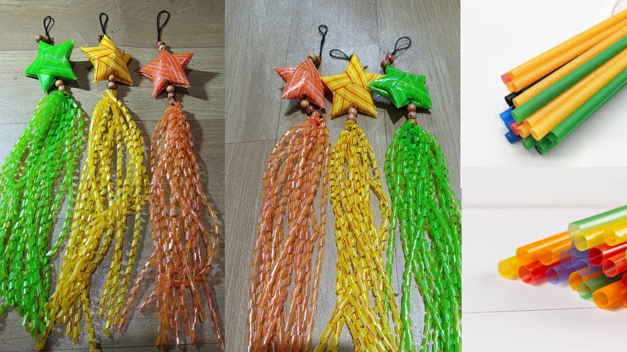 #1 How to make a STAR Christmas decoration from drinking Straw/ Diy Christmas Ornament