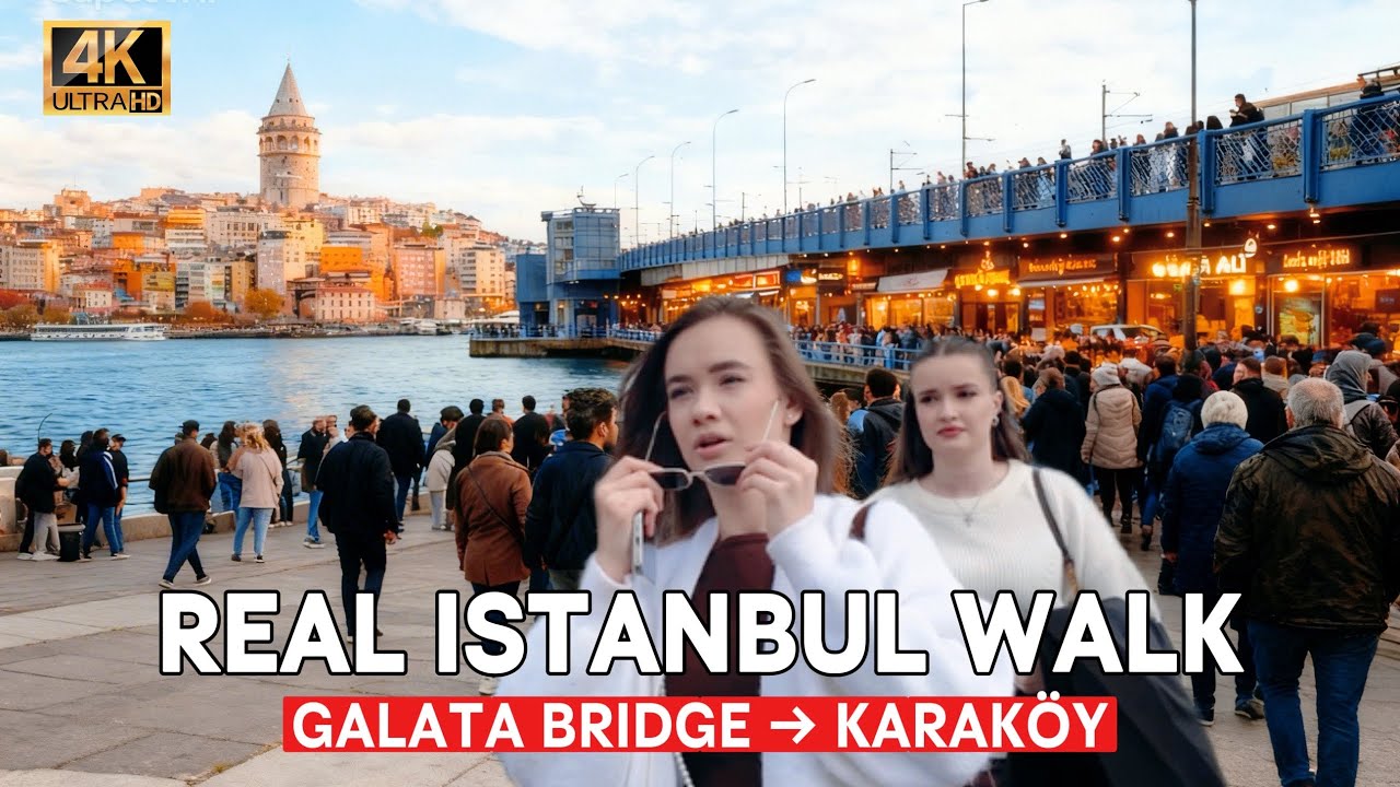 Istanbul Turkey 4K Walking Tour | Eminönü to Karaköy via Galata Bridge,Bosphorus Views & Street Food